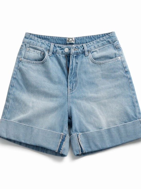 Future Collective Pants - RVCA Women's Light Blue Rolled Hem Denim Shorts